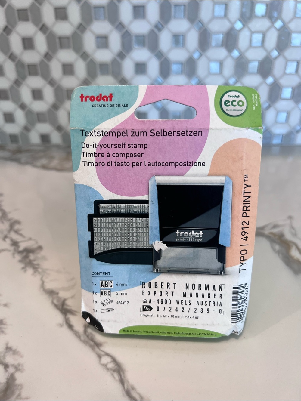Pastel Green blue Diy Rubber Stamp Kit Custom Personalized Messages Self Inking